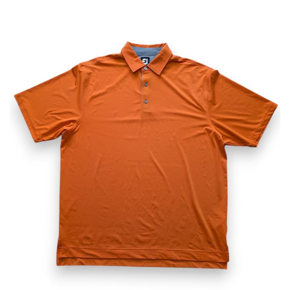 FootJoy FJ Men’s Golf Polo Shirt XL Orange Performance Polo Pattern Collar EUC